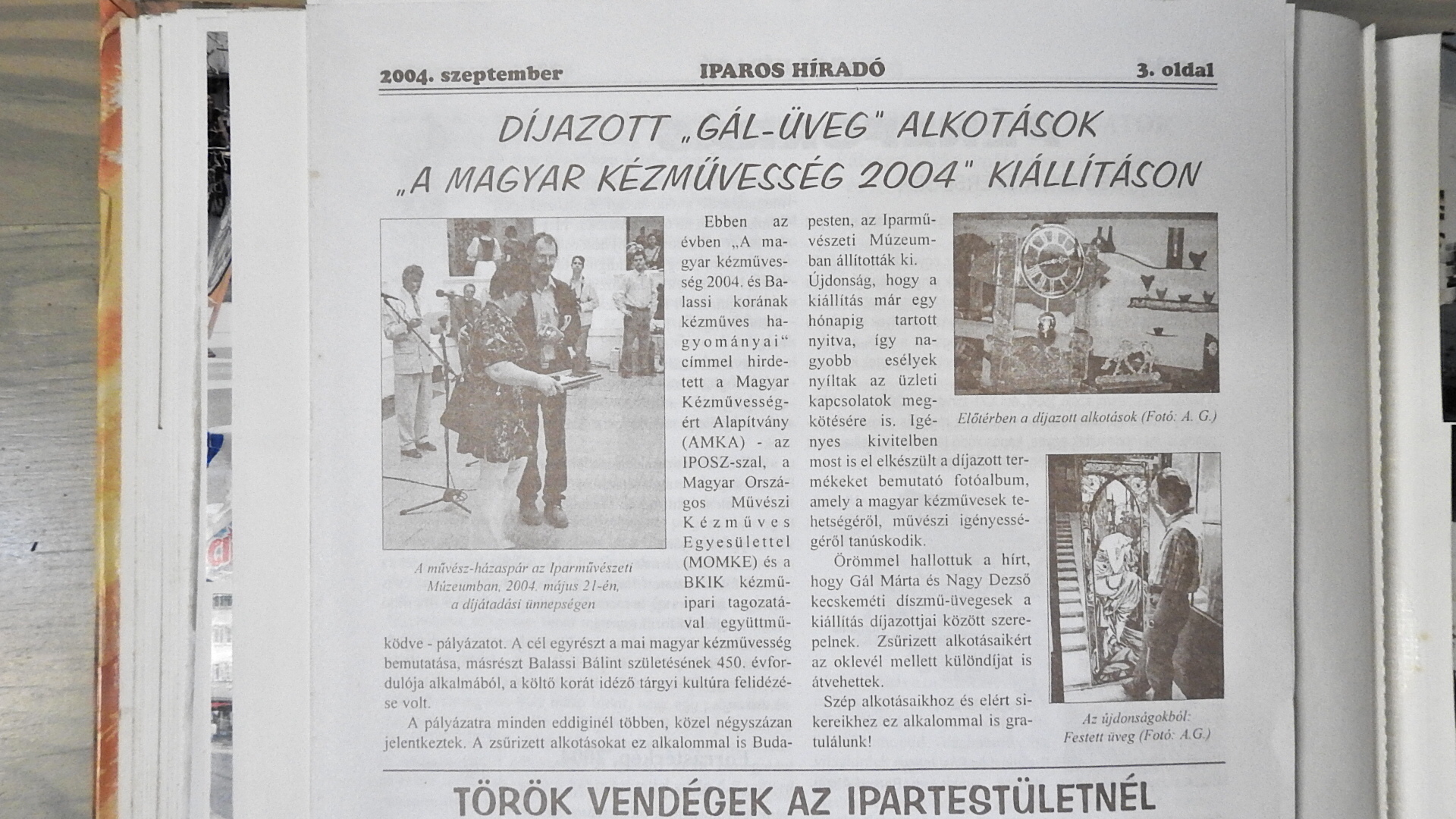 Iparos Híradó 2004 – Díjazott Gál-Üveg alkotások